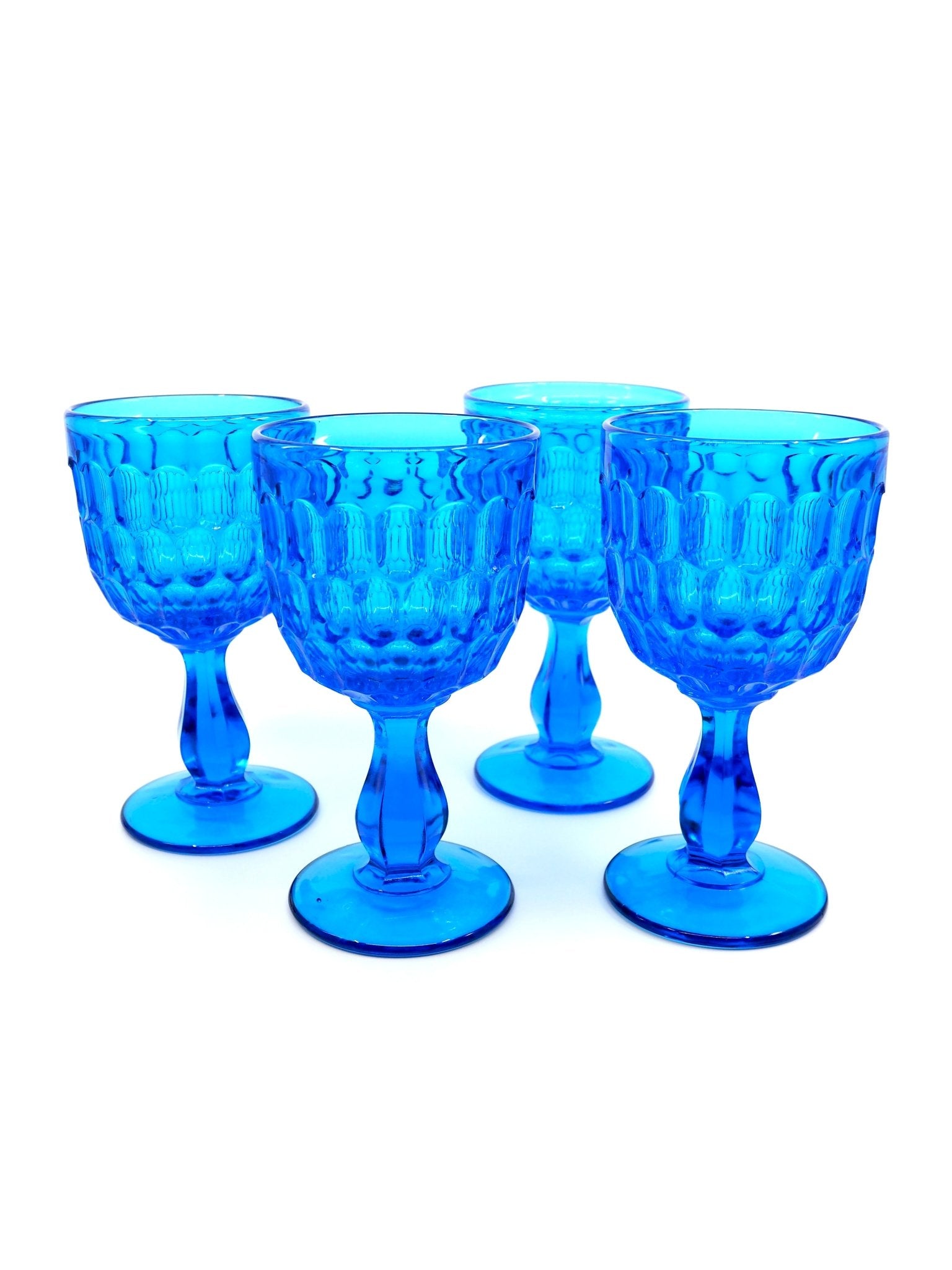Fenton Colonial Blue Thumbprint Goblets, Set of 4 - Georgie's NYC - Drinkware