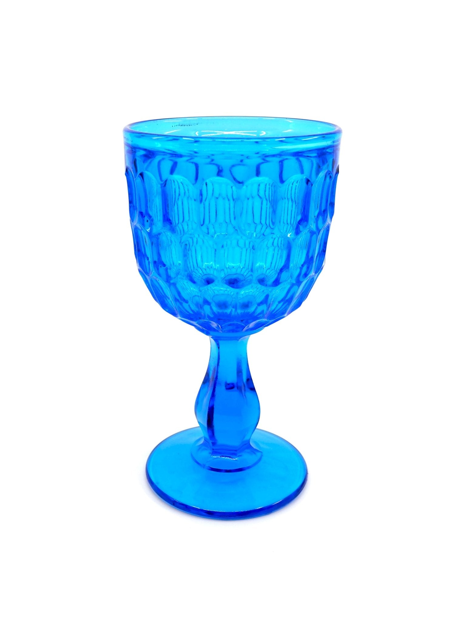 Fenton Colonial Blue Thumbprint Goblets, Set of 4 - Georgie's NYC - Drinkware