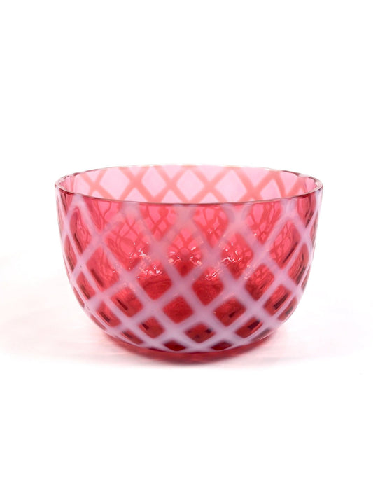 Fenton Cranberry Opalescent Lattice Pattern Glass Bowl - Georgie's NYC - Decorative Bowls