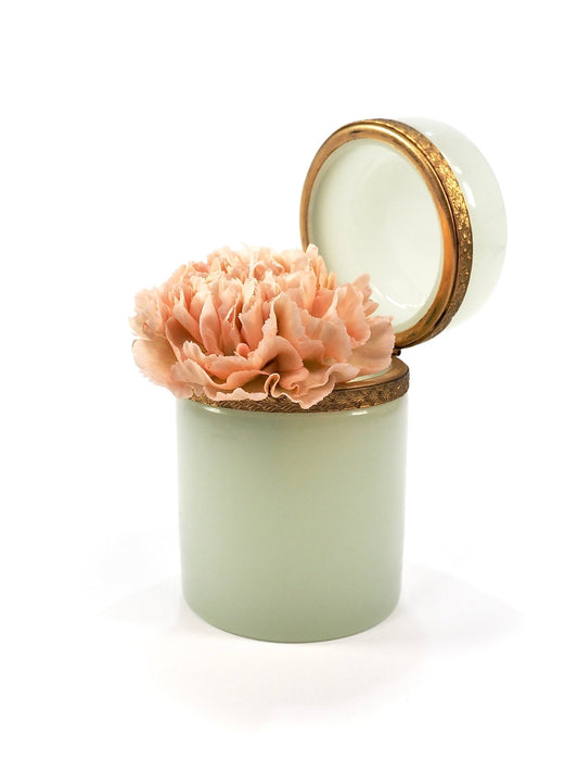 French Soft Pistachio Green Opaline Glass Round Jar - Georgie's NYC - Decorative Jars