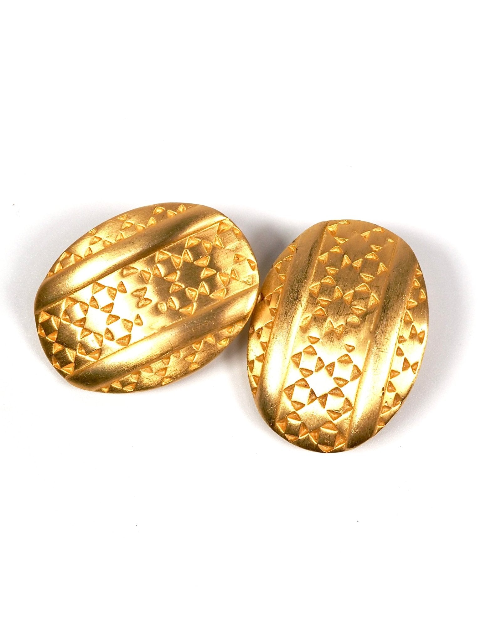 Givenchy Brushed Gold Patterned Oval Earrings - Georgie's NYC - Earrings