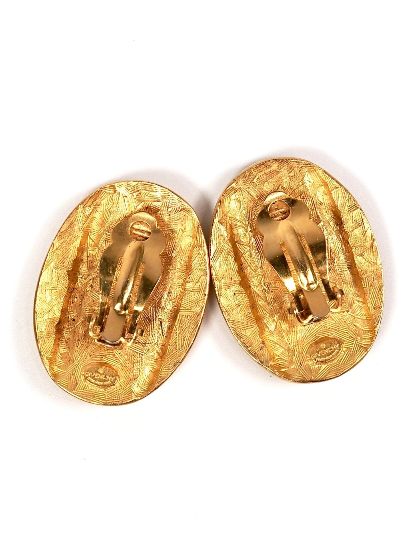 Givenchy Brushed Gold Patterned Oval Earrings - Georgie's NYC - Earrings