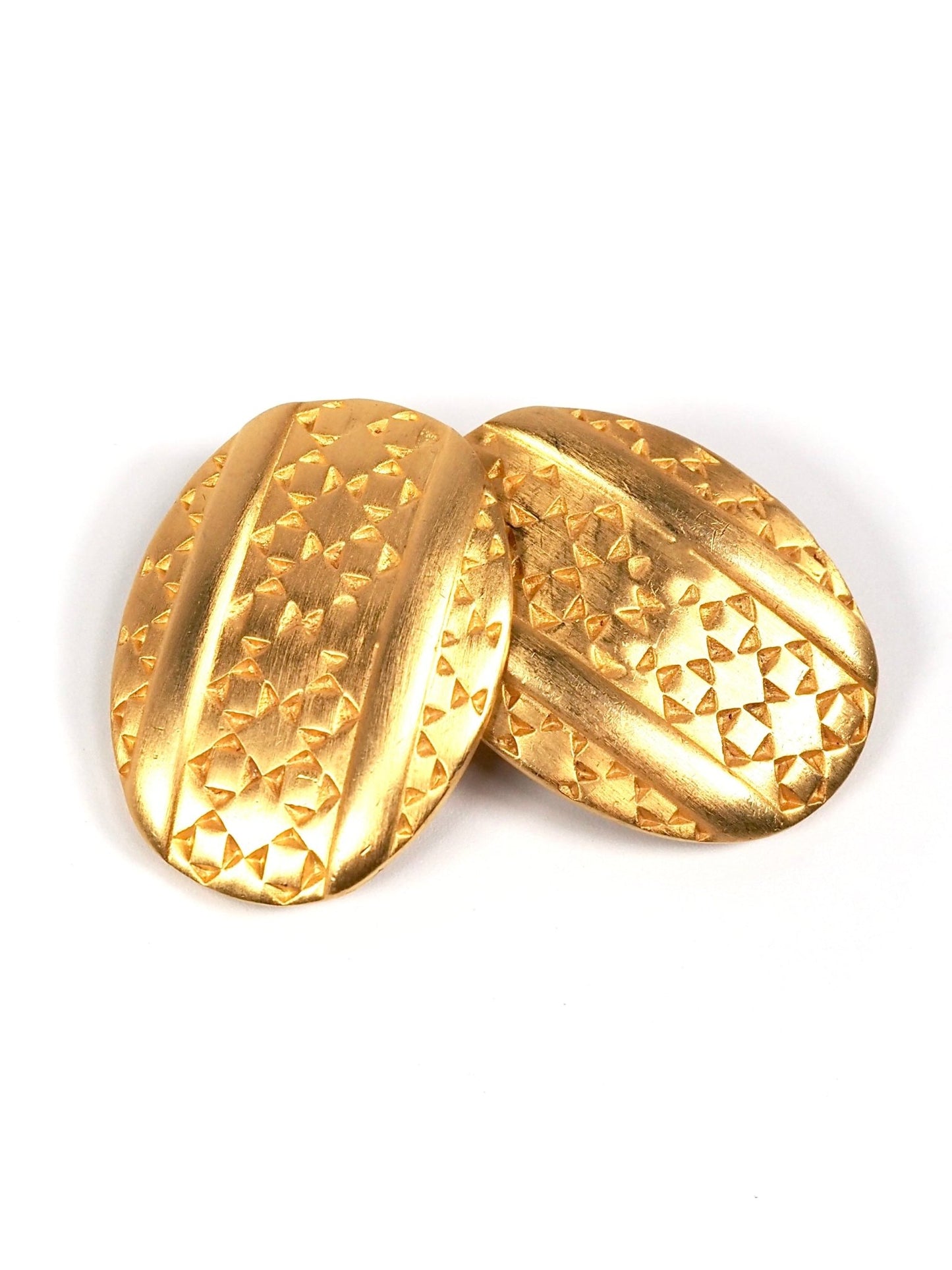 Givenchy Brushed Gold Patterned Oval Earrings - Georgie's NYC - Earrings