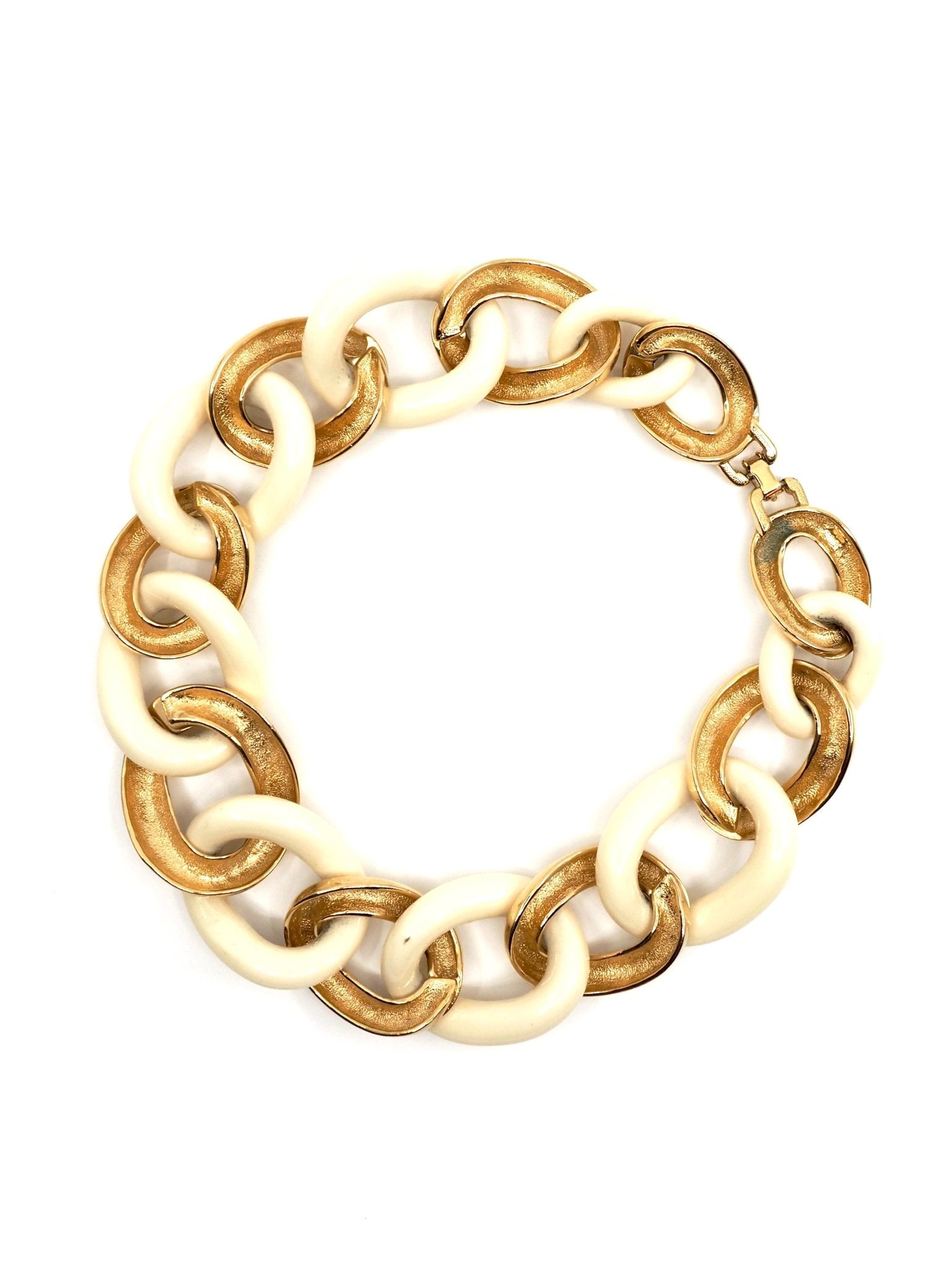 Givenchy Gold and Cream Large Chain Link Collar Necklace - Georgie's NYC - Necklaces