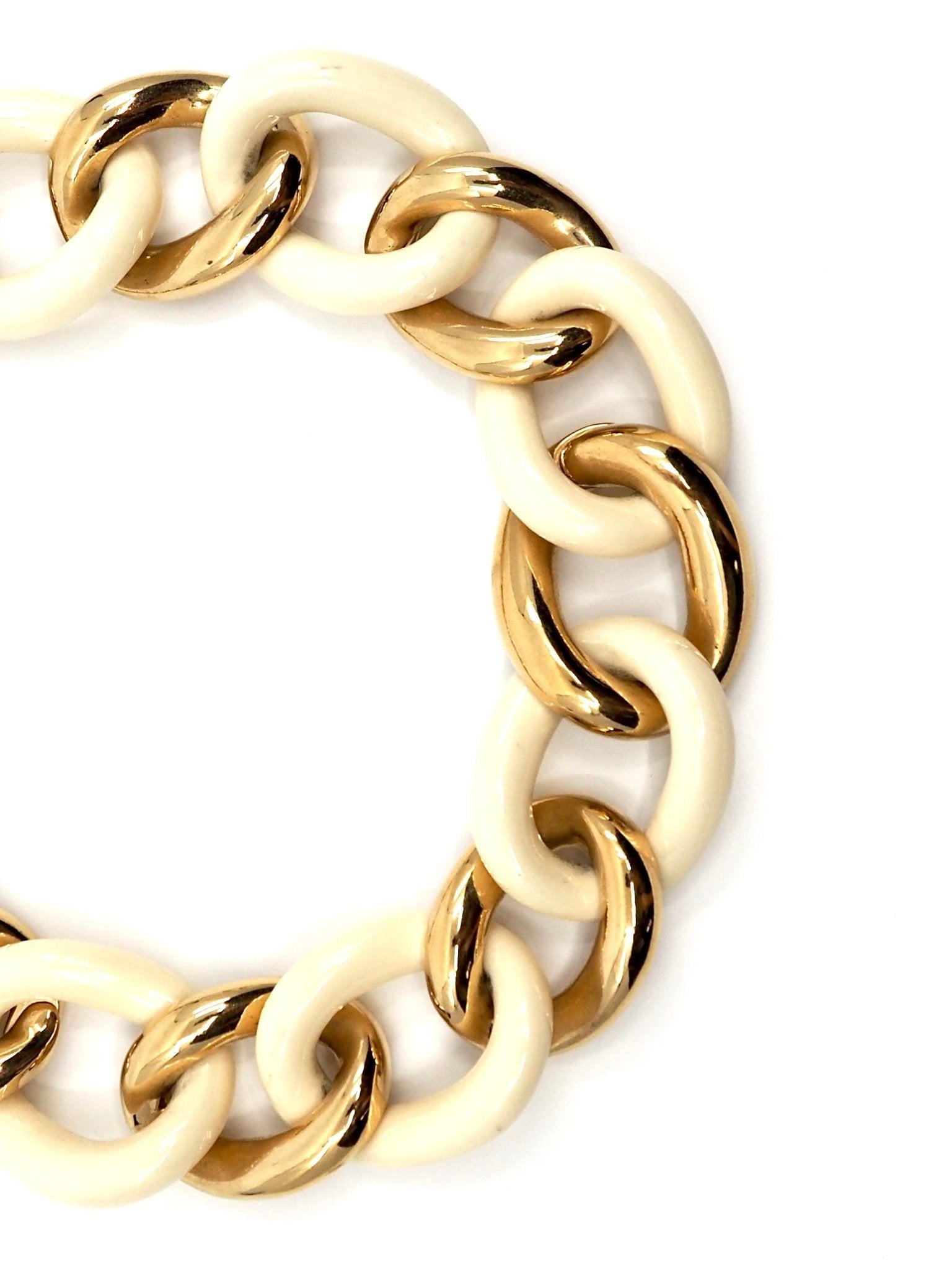 Givenchy Gold and Cream Large Chain Link Collar Necklace - Georgie's NYC - Necklaces