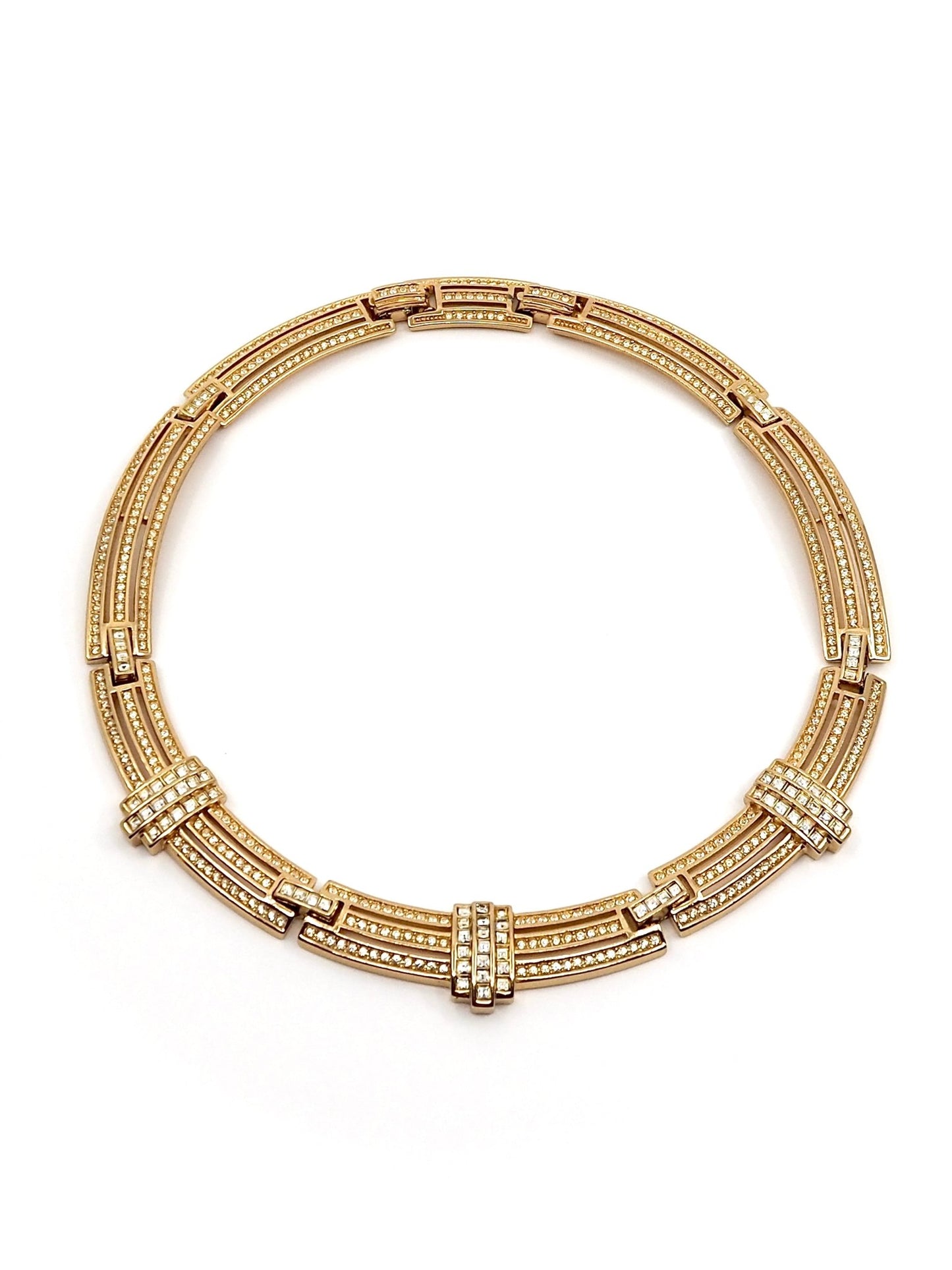 Gold Articulated Rhinestone Collar Necklace - Georgie's NYC - Necklaces
