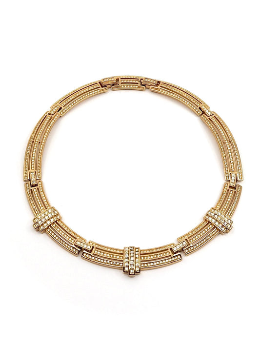 Gold Articulated Rhinestone Collar Necklace - Georgie's NYC - Necklaces