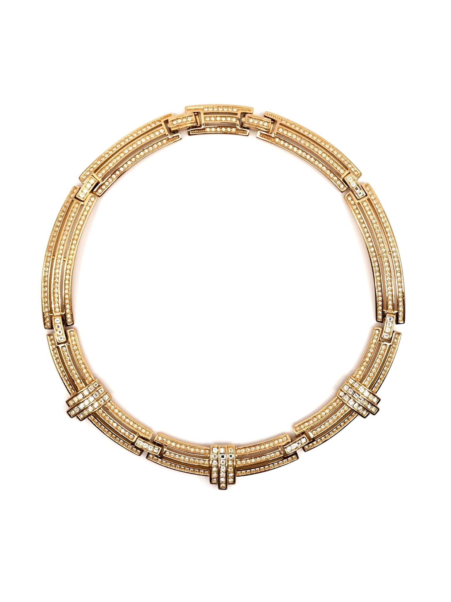 Gold Articulated Rhinestone Collar Necklace - Georgie's NYC - Necklaces