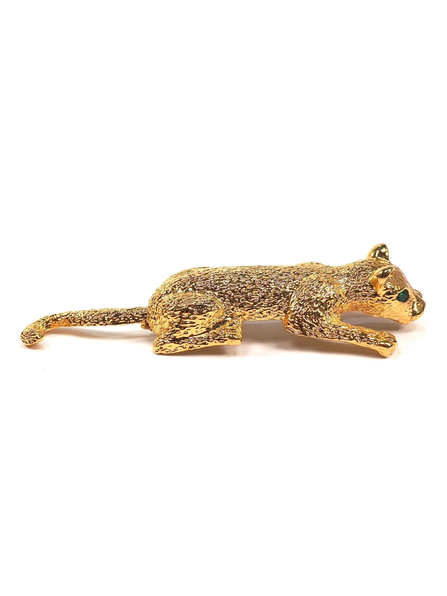 Gold Feline Big Cat Articulated Tail Broach - Georgie's NYC - Brooches