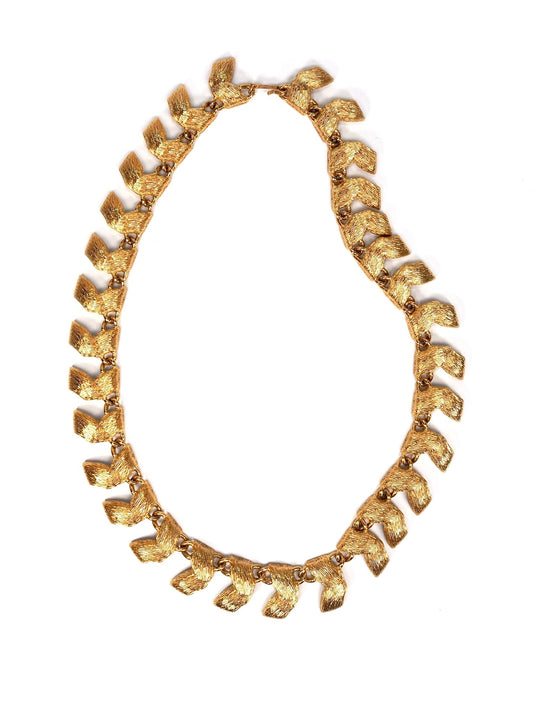 Gold Florentine Brushed Chevron Link Collar Necklace - Georgie's NYC - Necklaces