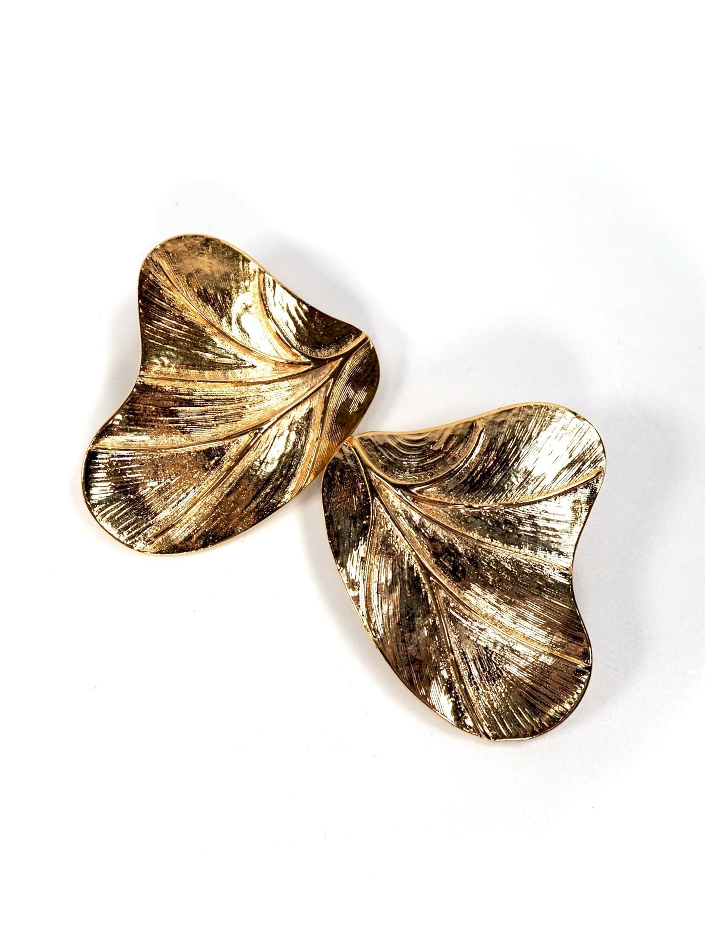 Gold Modern Wavy Leaf Earrings - Georgie's NYC - Earrings