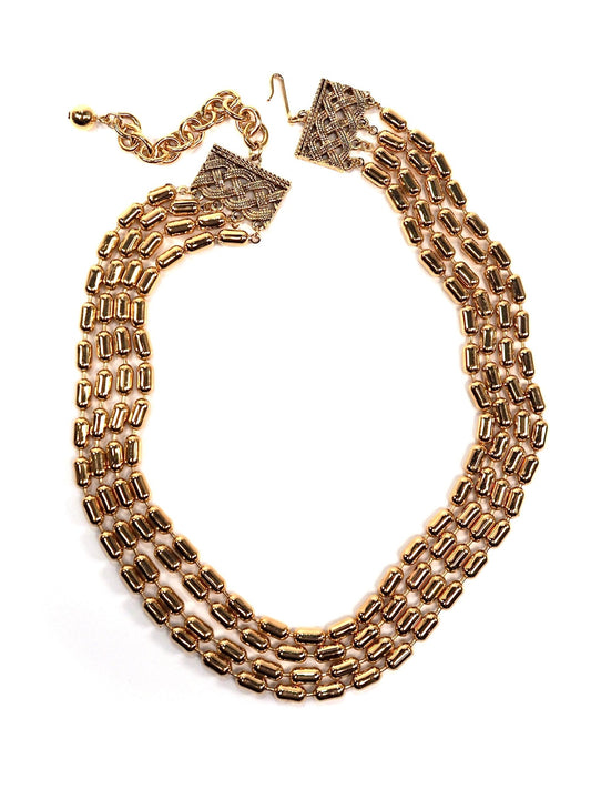 Gold Oval Beaded Multi Layer Necklace - Georgie's NYC - Necklaces