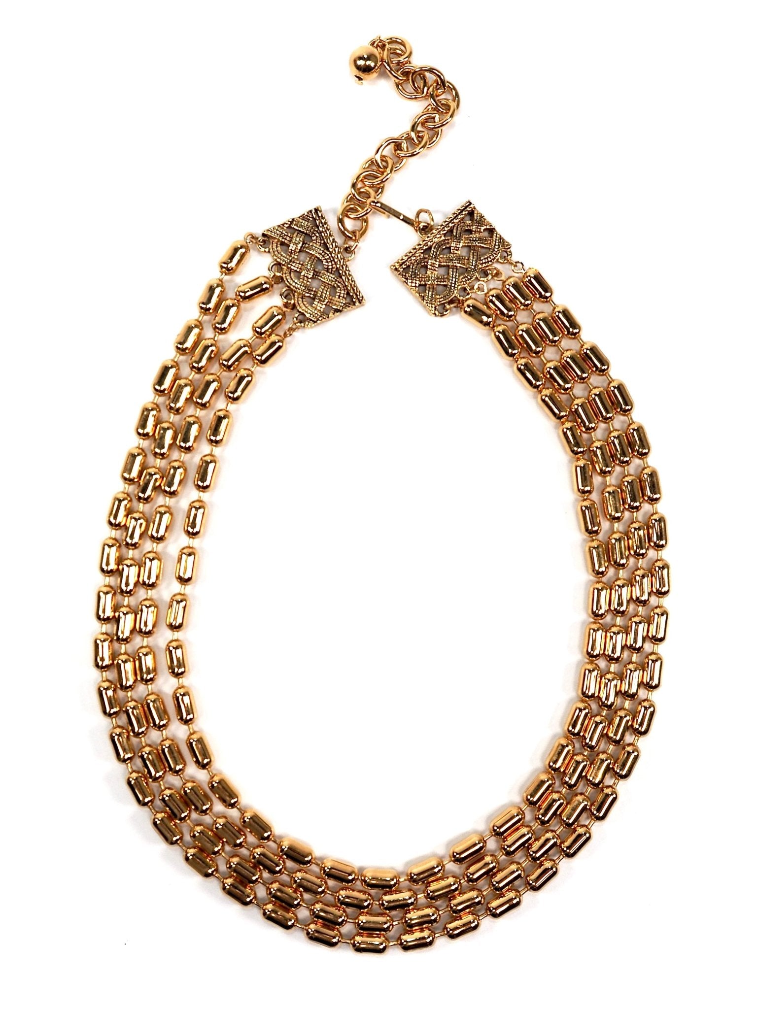 Gold Oval Beaded Multi Layer Necklace - Georgie's NYC - Necklaces