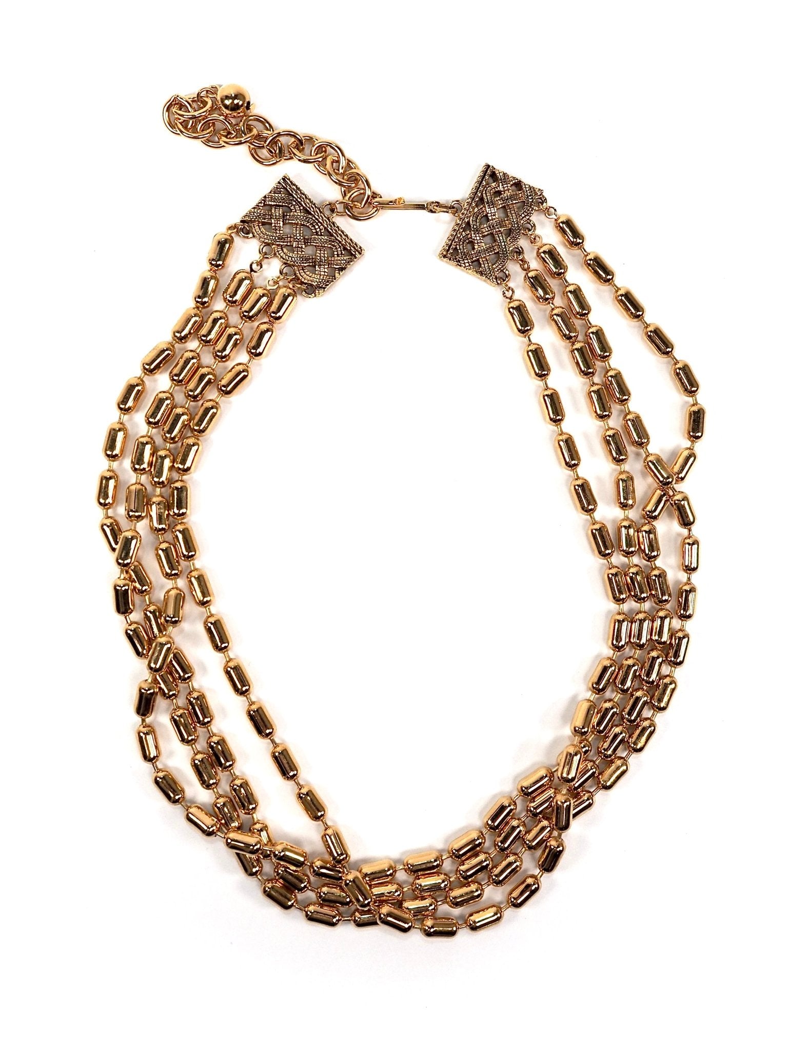 Gold Oval Beaded Multi Layer Necklace - Georgie's NYC - Necklaces