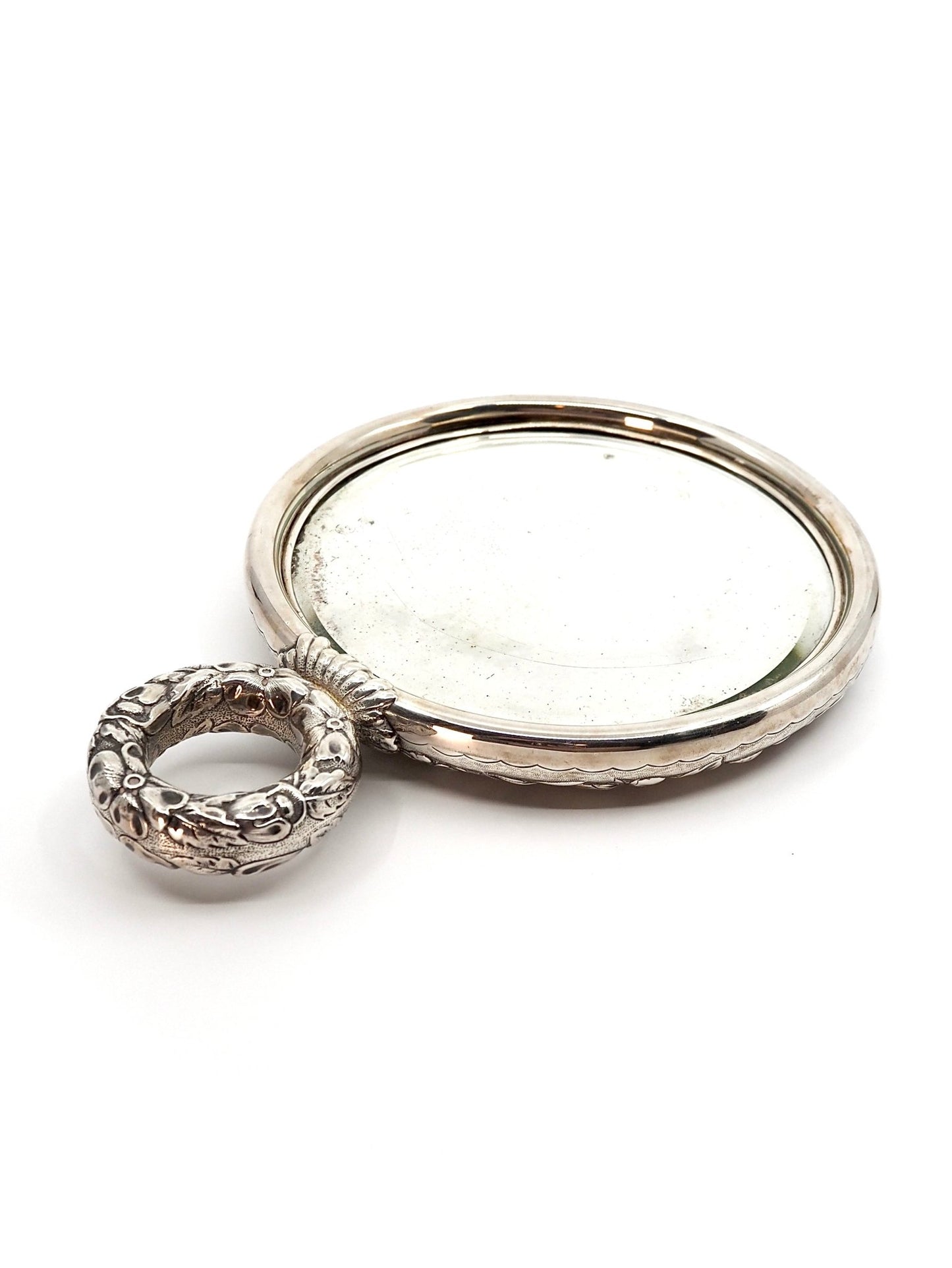 Gorham Victorian Sterling Silver Repoussé Floral Hand Mirror, 1894 - Georgie's NYC - Decorative Objects