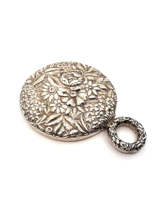 Gorham Victorian Sterling Silver Repoussé Floral Hand Mirror, 1894 - Georgie's NYC - Decorative Objects