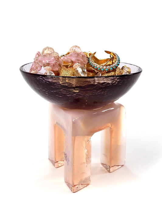 Hudson Beach Art Glass Pink and Purple Postmodern Sculpture Bowl - Georgie's NYC - Decorative Bowls