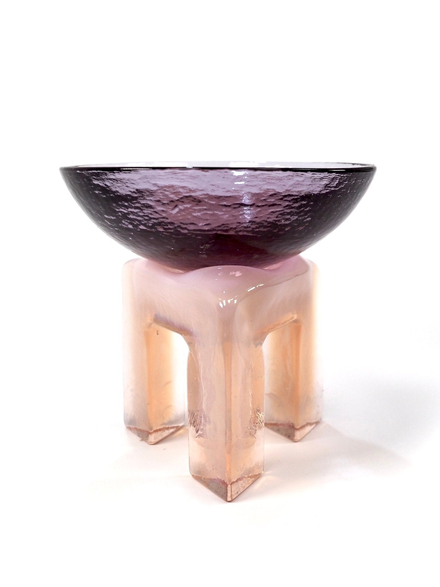 Hudson Beach Art Glass Pink and Purple Postmodern Sculpture Bowl - Georgie's NYC - Decorative Bowls