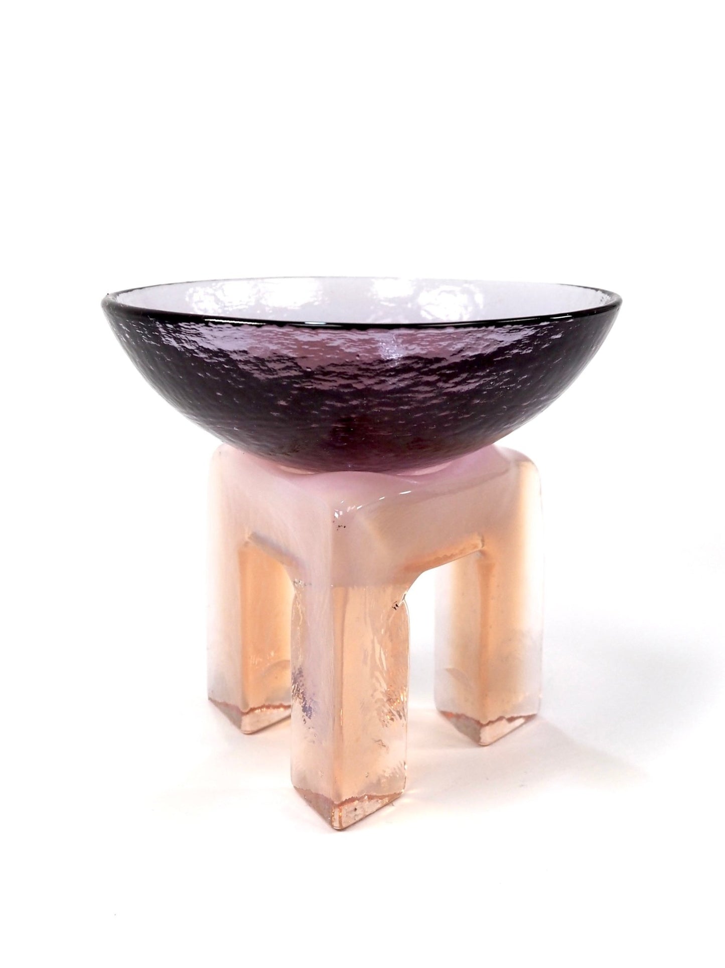 Hudson Beach Art Glass Pink and Purple Postmodern Sculpture Bowl - Georgie's NYC - Decorative Bowls