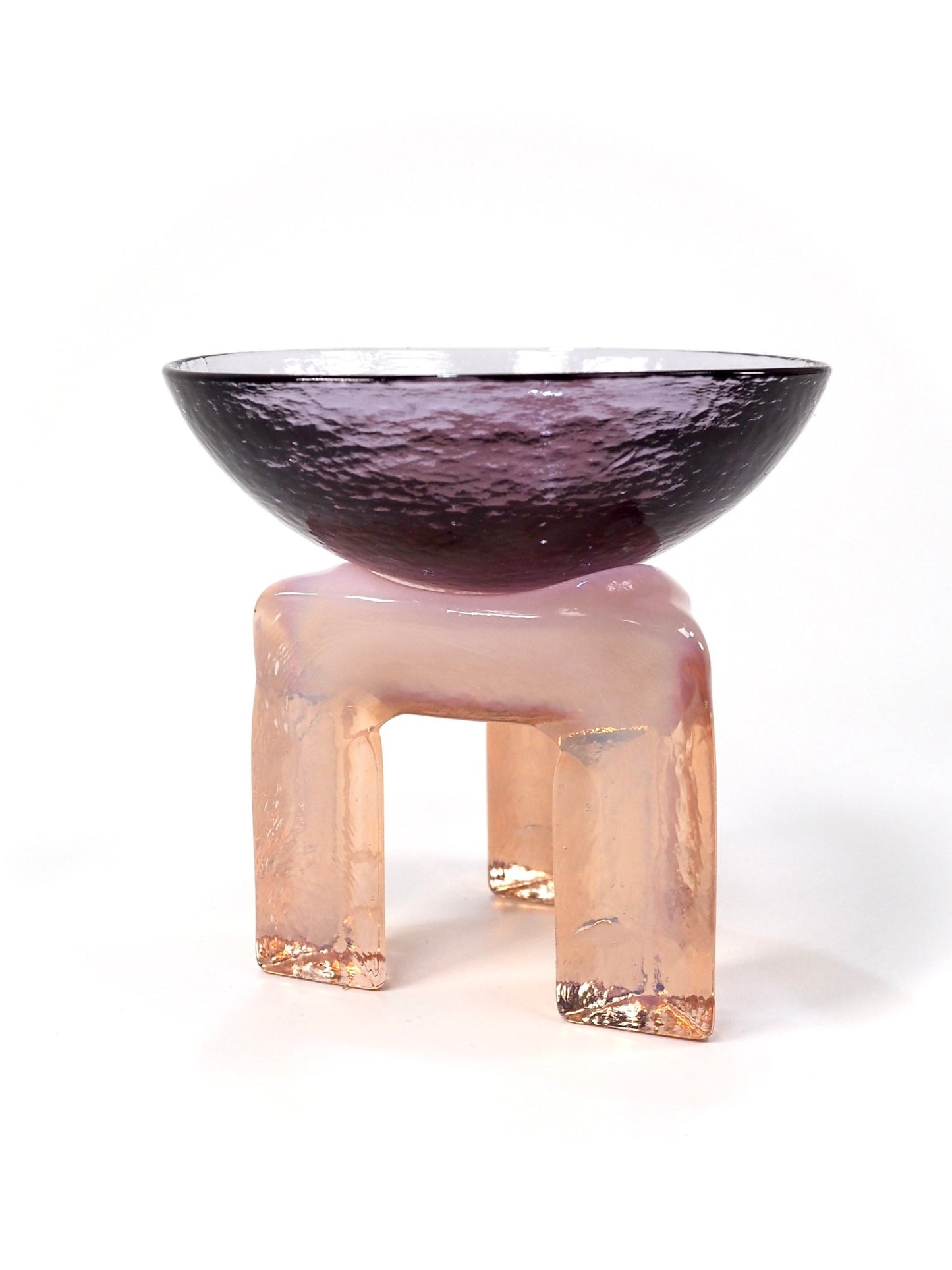 Hudson Beach Art Glass Pink and Purple Postmodern Sculpture Bowl - Georgie's NYC - Decorative Bowls