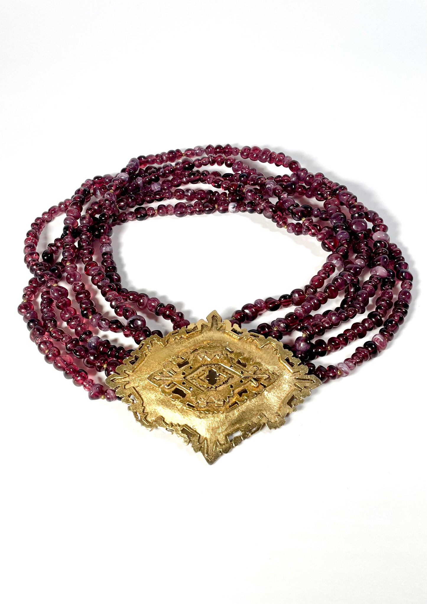 Les Bernard Purple Medallion Choker Necklace