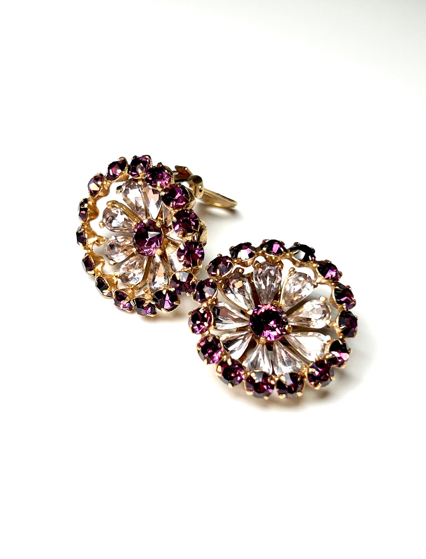 Purple Circle Flower Earrings