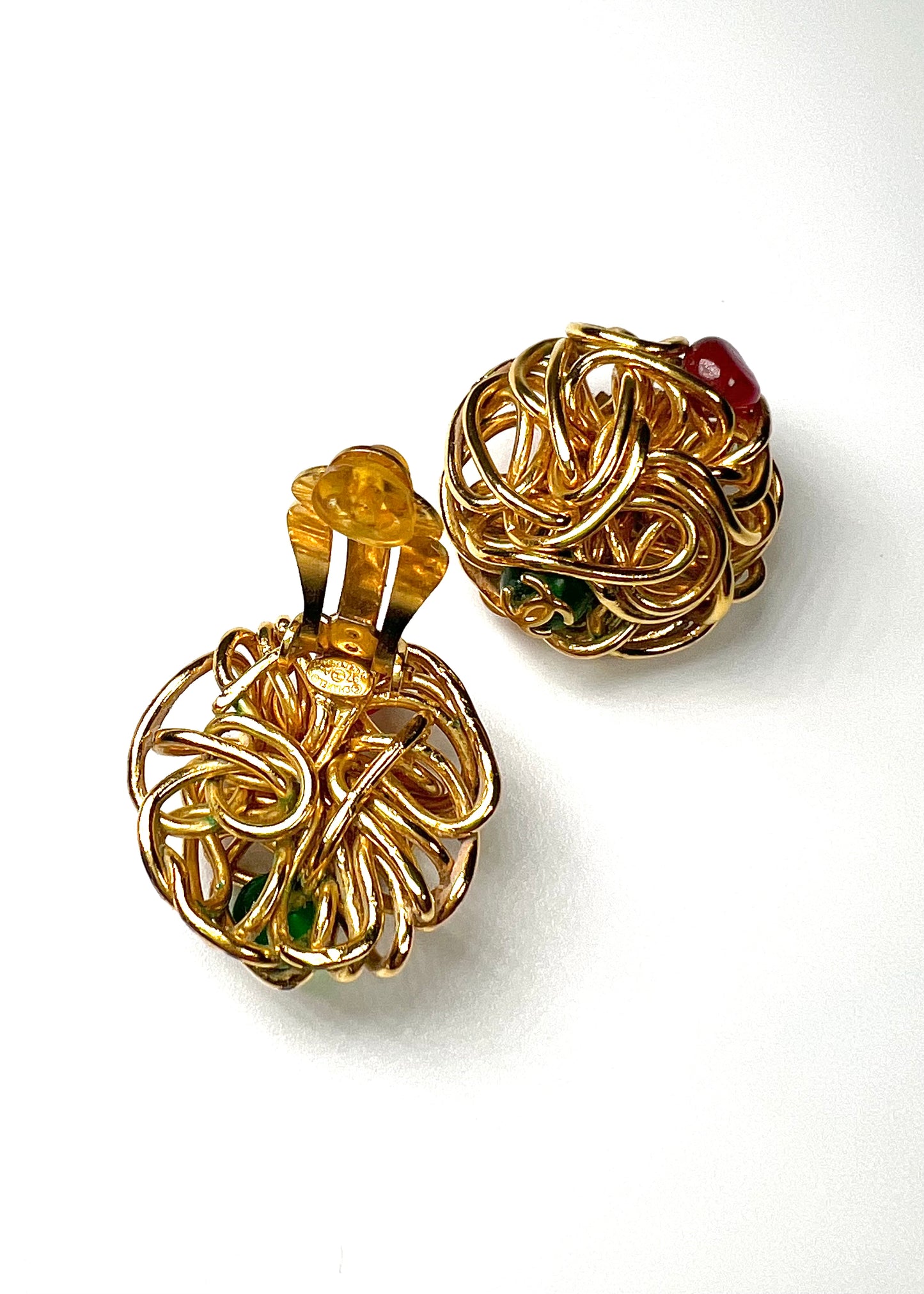 Chanel Tangle Weave Gold and Gripoix CC Earrings