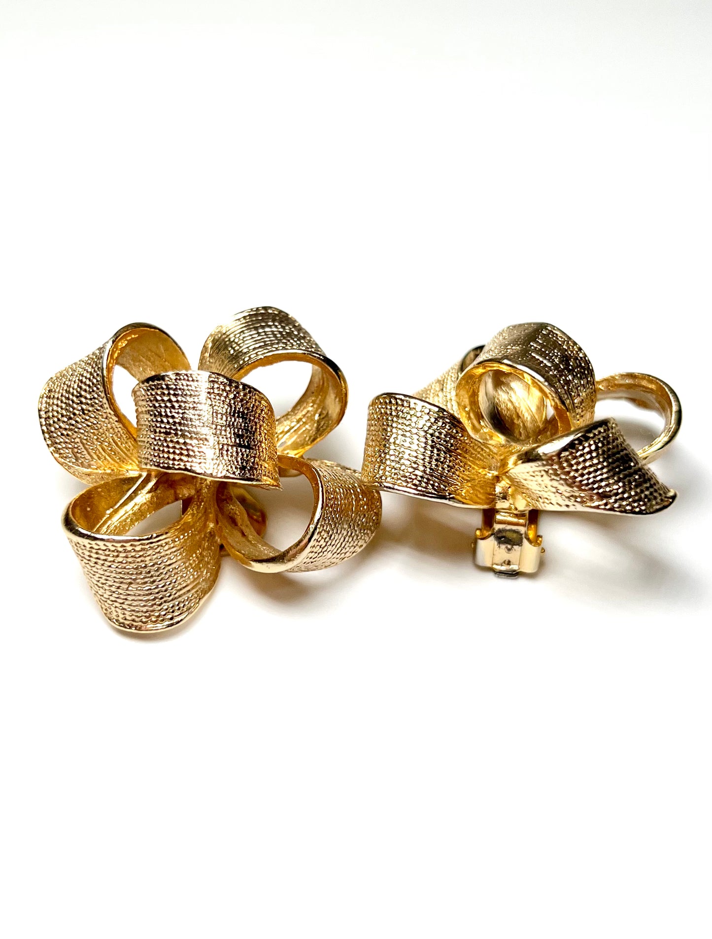 Oversized Gold Ribbon Earrings