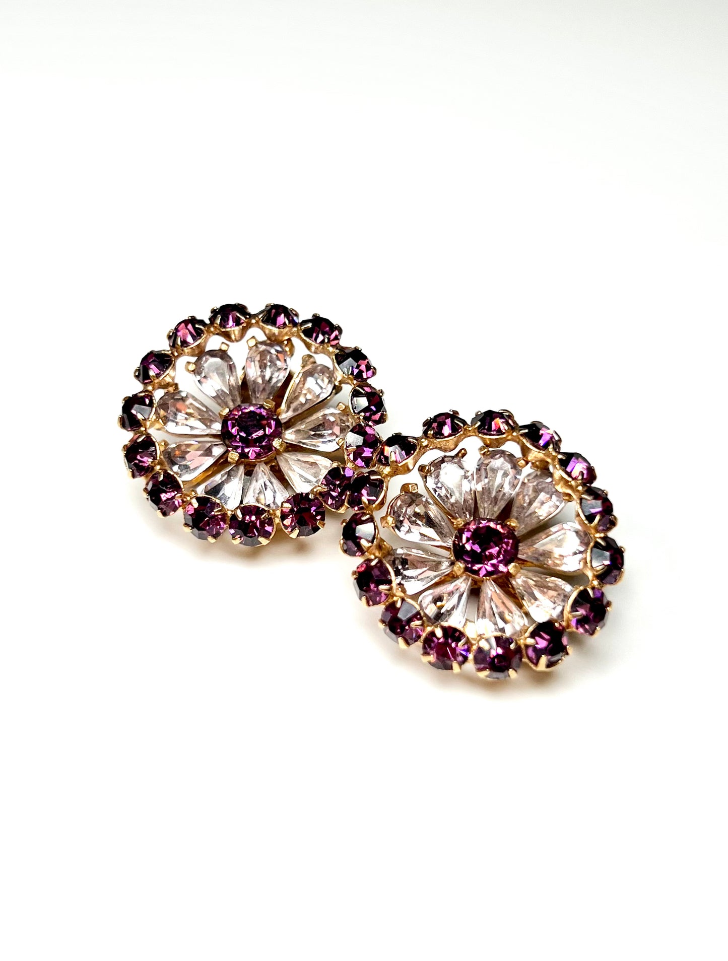 Purple Circle Flower Earrings