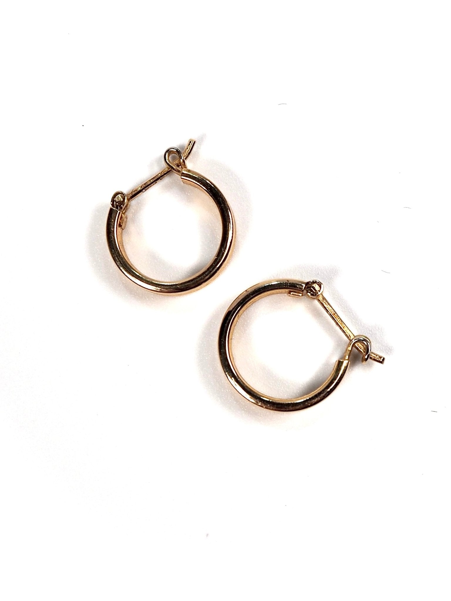 Italian 14K Gold Petite Striped Hoop Earrings - Georgie's NYC - Earrings