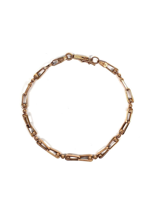Italian 14K Yellow Gold Trombone Link Chain Bracelet - Georgie's NYC - Bracelets