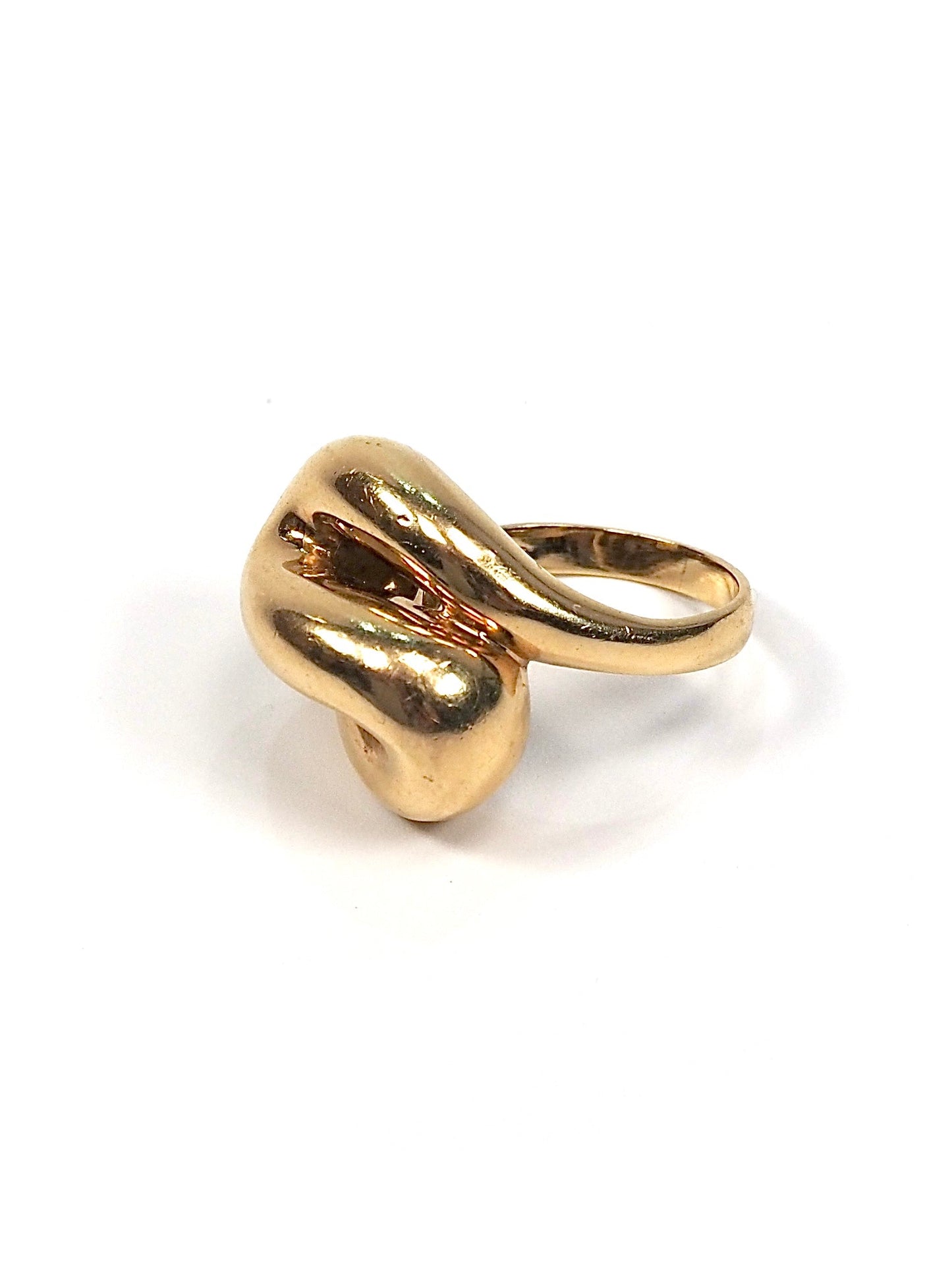 Italian Mid Century 18K Yellow Gold Abstract Swirl Ring - Georgie's NYC - Rings