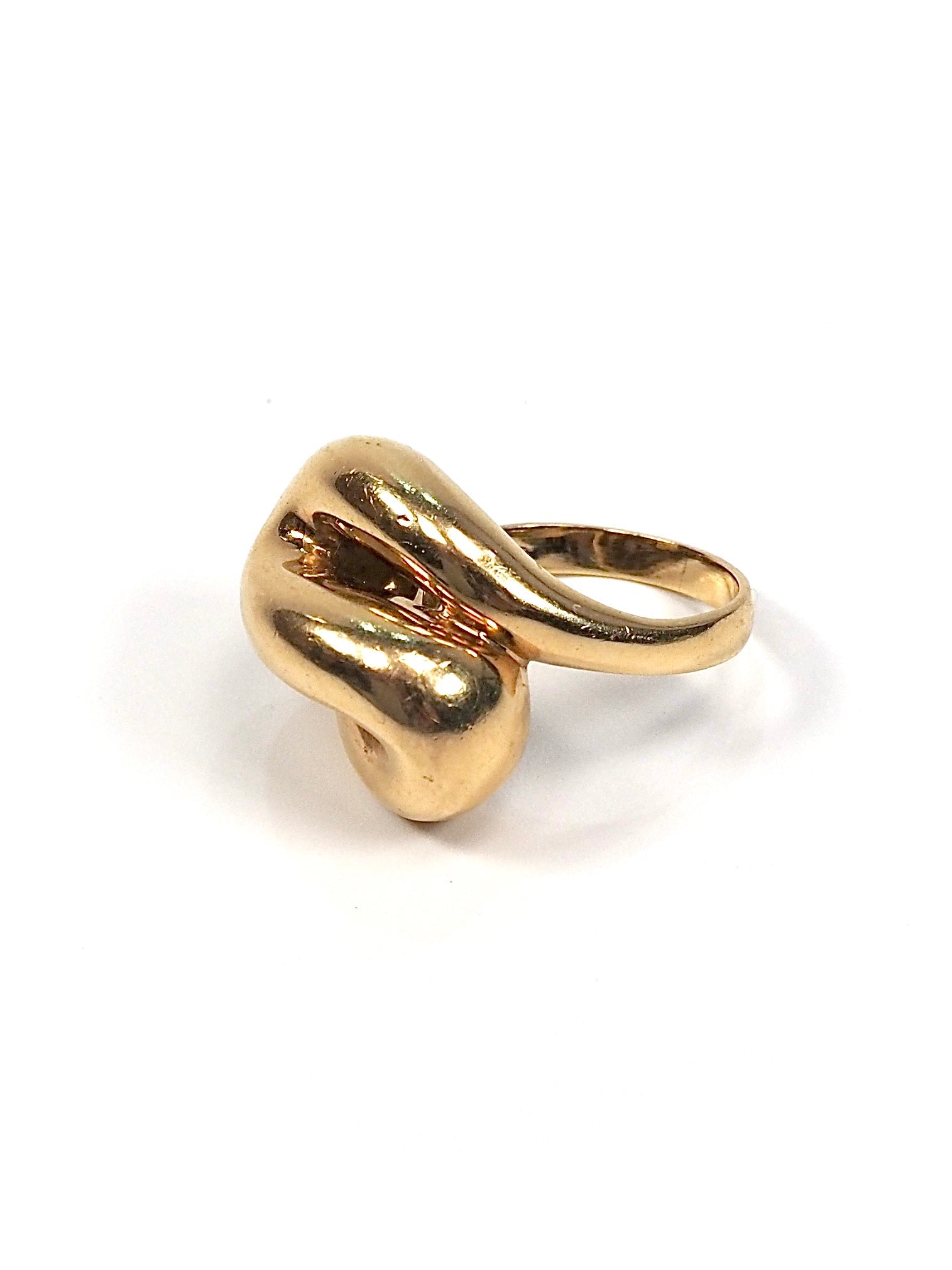 Italian Mid Century 18K Yellow Gold Abstract Swirl Ring - Georgie's NYC - Rings
