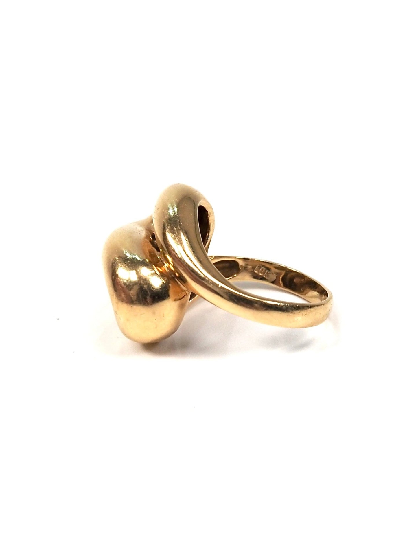Italian Mid Century 18K Yellow Gold Abstract Swirl Ring - Georgie's NYC - Rings