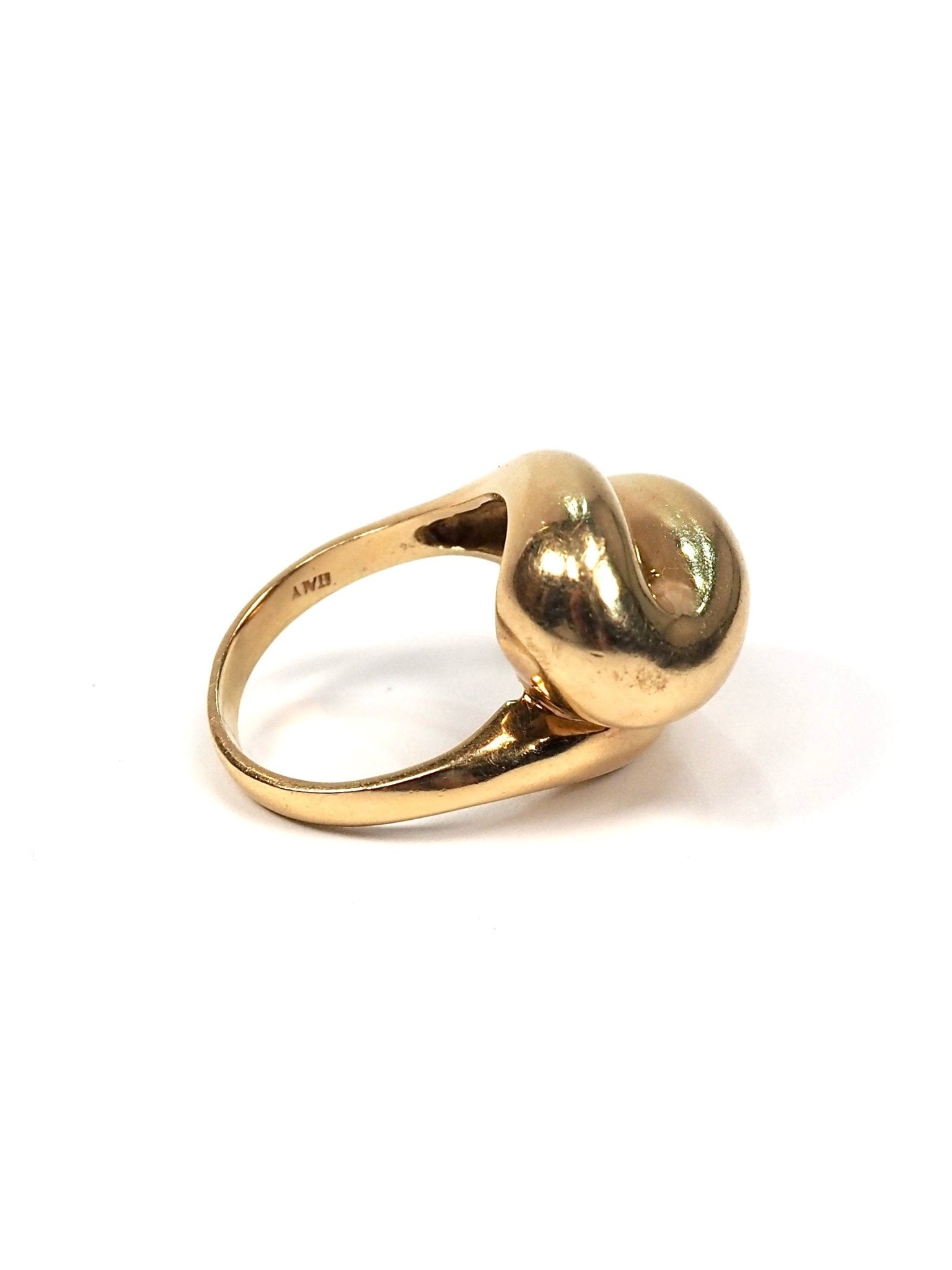 Italian Mid Century 18K Yellow Gold Abstract Swirl Ring - Georgie's NYC - Rings