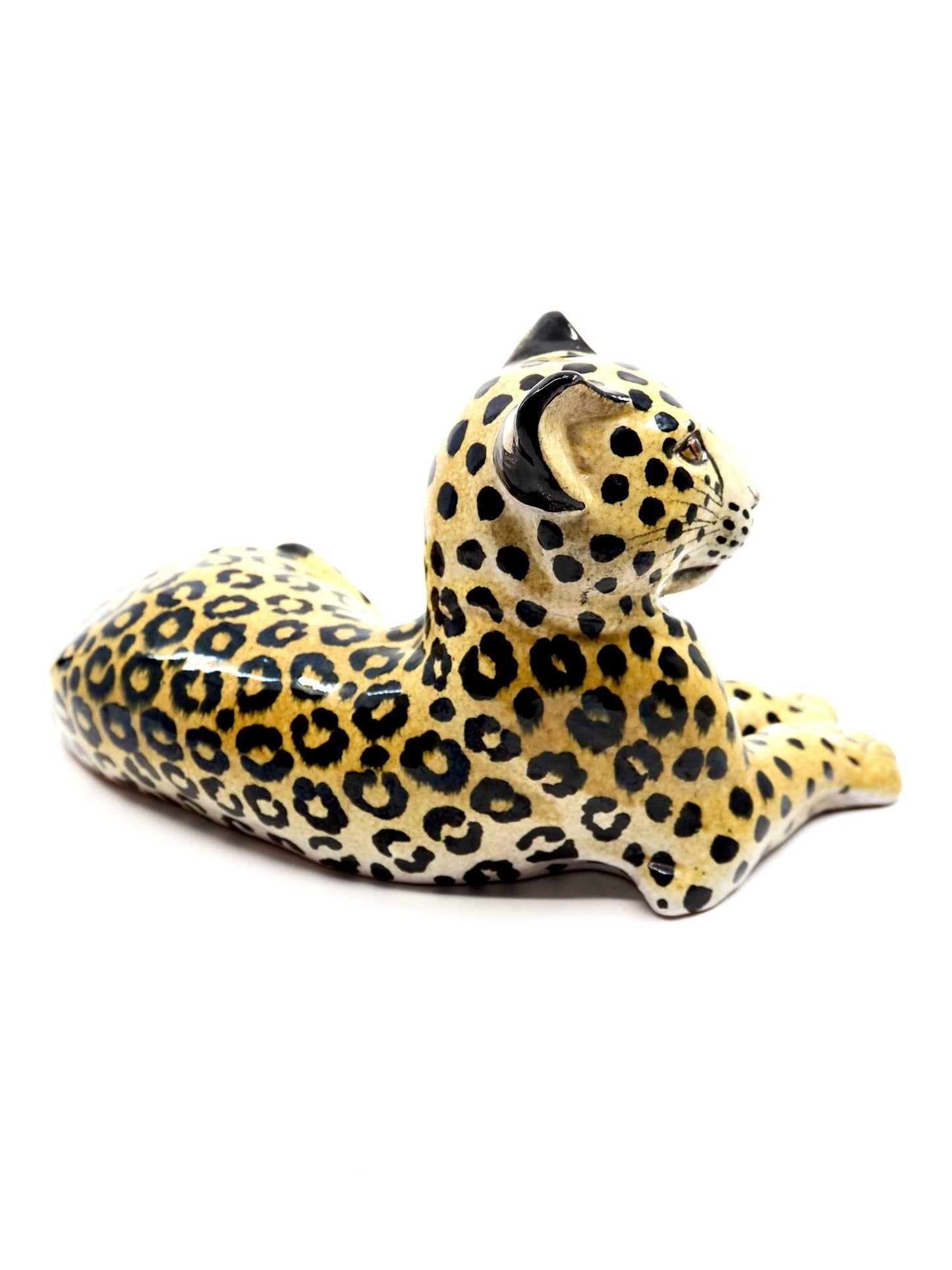 Italian Mid Century Hand Painted Terracotta Leopard Sculpture - Georgie's NYC - Decorative Objects