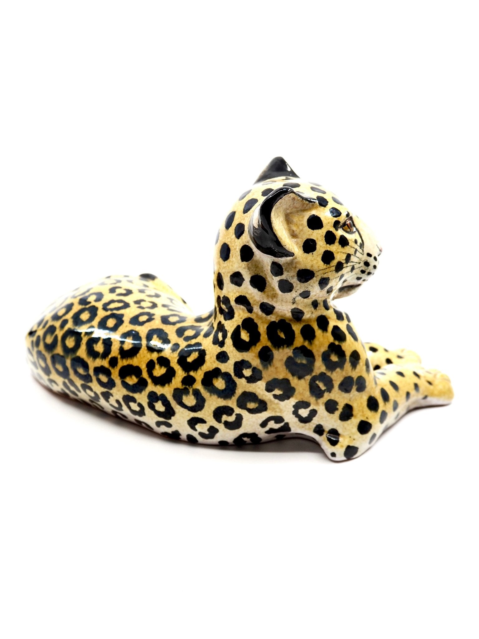 Italian Mid Century Hand Painted Terracotta Leopard Sculpture - Georgie's NYC - Decorative Objects