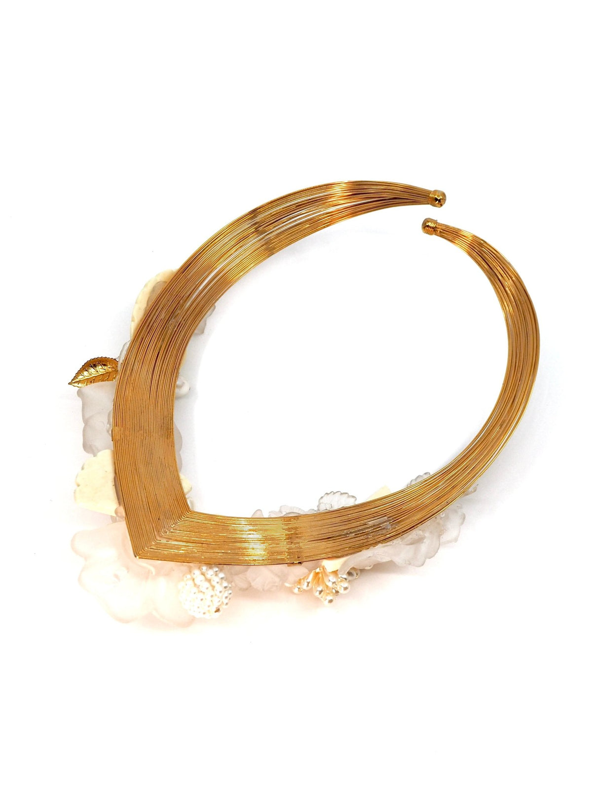Ivory and Pearl Floral Garden Sculptural Collar Necklace - Georgie's NYC - Necklaces