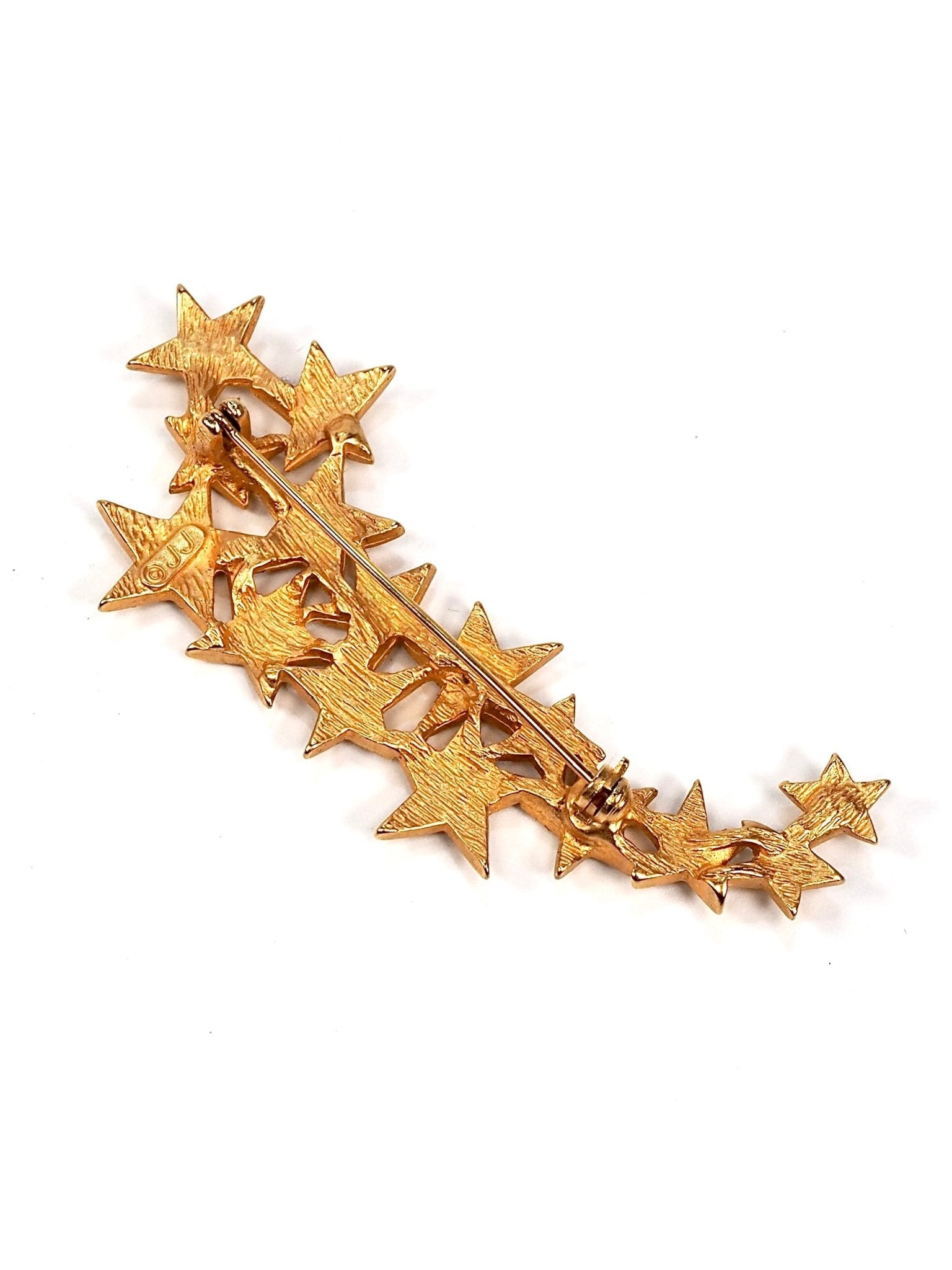 JJ Jonette Brushed Gold Rhinestone Shooting Star Brooch - Georgie's NYC - Brooches