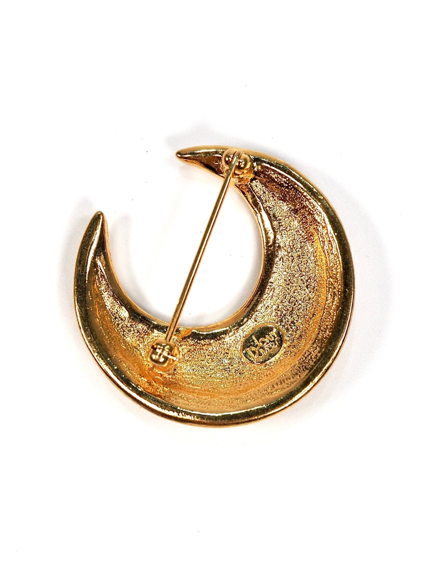 Joan Rivers Gold Rhinestone Crescent Moon Pin Brooch - Georgie's NYC - Brooches