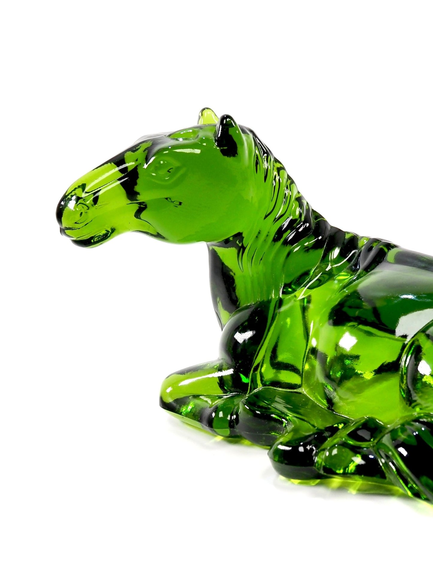 L. E. Smith Green Horse Glass Figurine - Georgie's NYC - Decorative Objects
