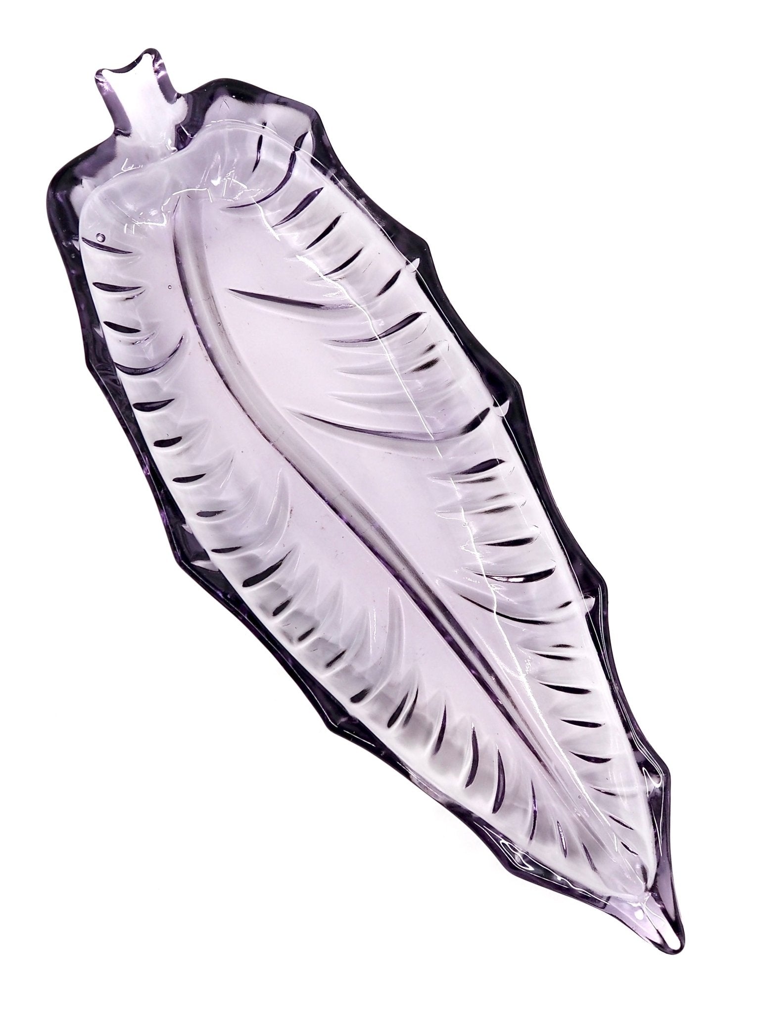 Mid Century Amethyst Glass Leaf Dish - Georgie's NYC - Decorative Trays