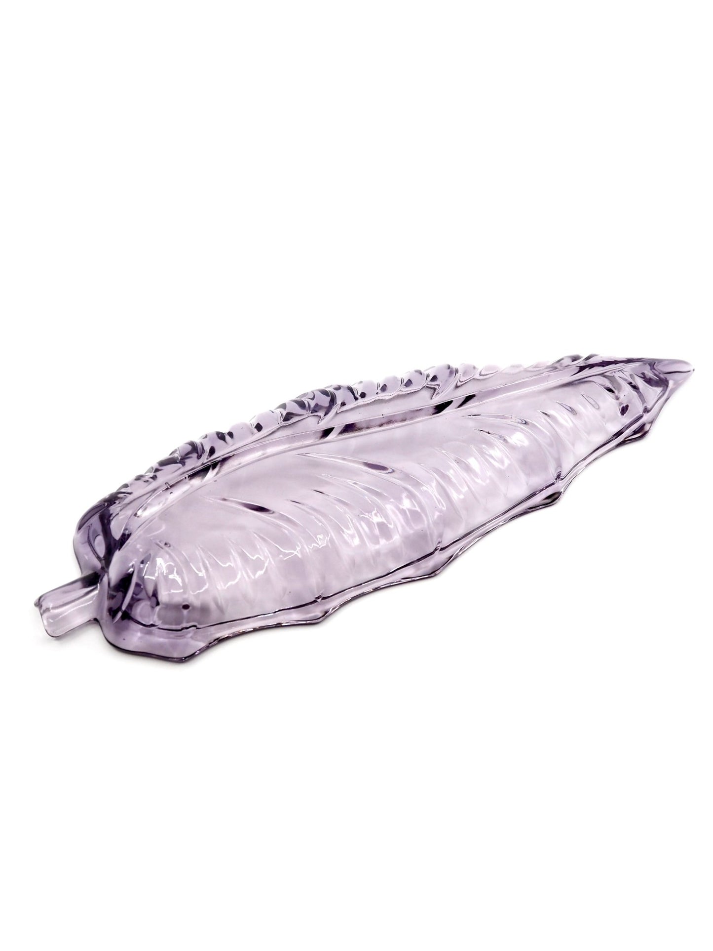 Mid Century Amethyst Glass Leaf Dish - Georgie's NYC - Decorative Trays