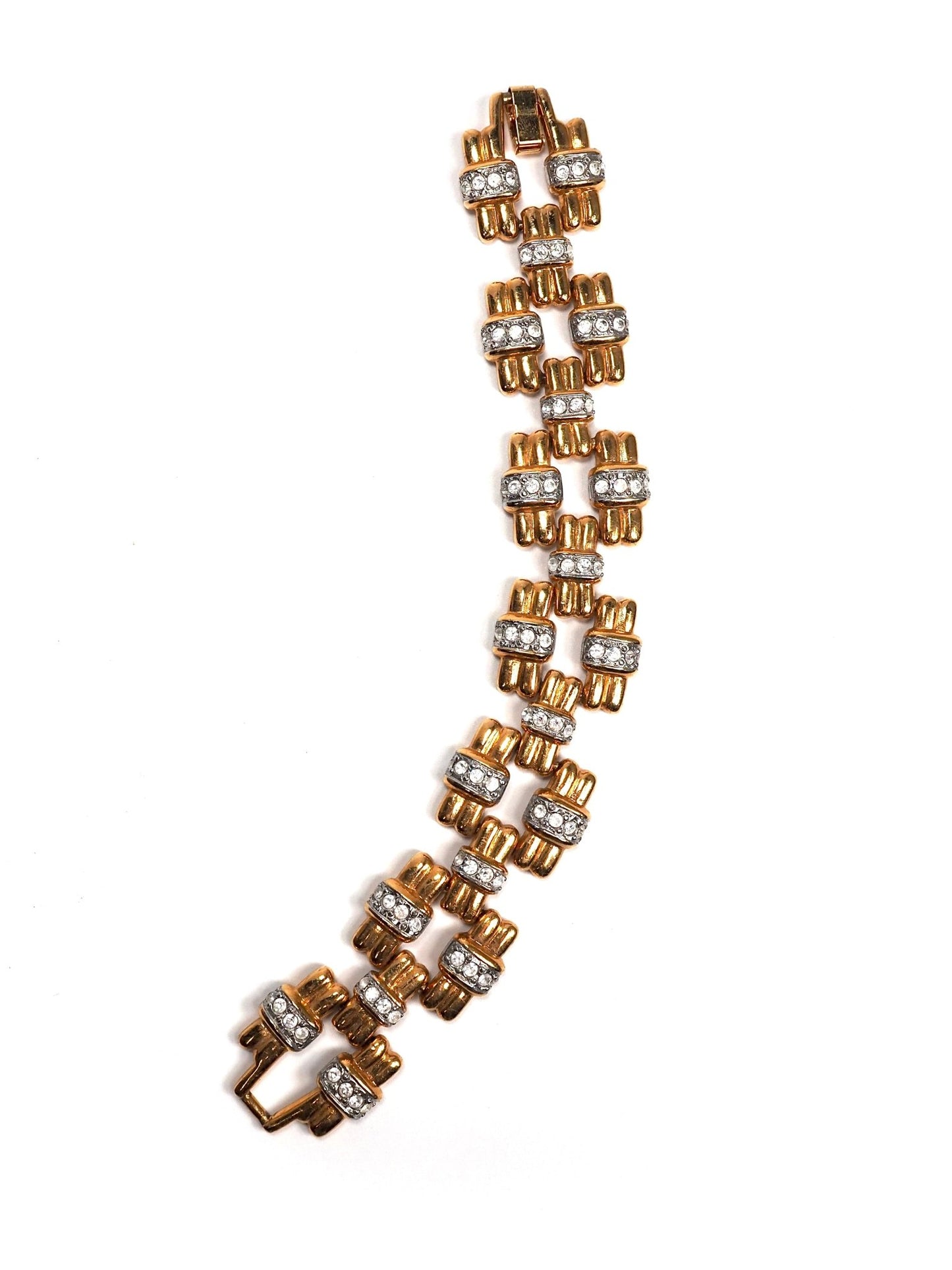 Mid Century Gold Square Jeweled Bracelet - Georgie's NYC - Bracelets