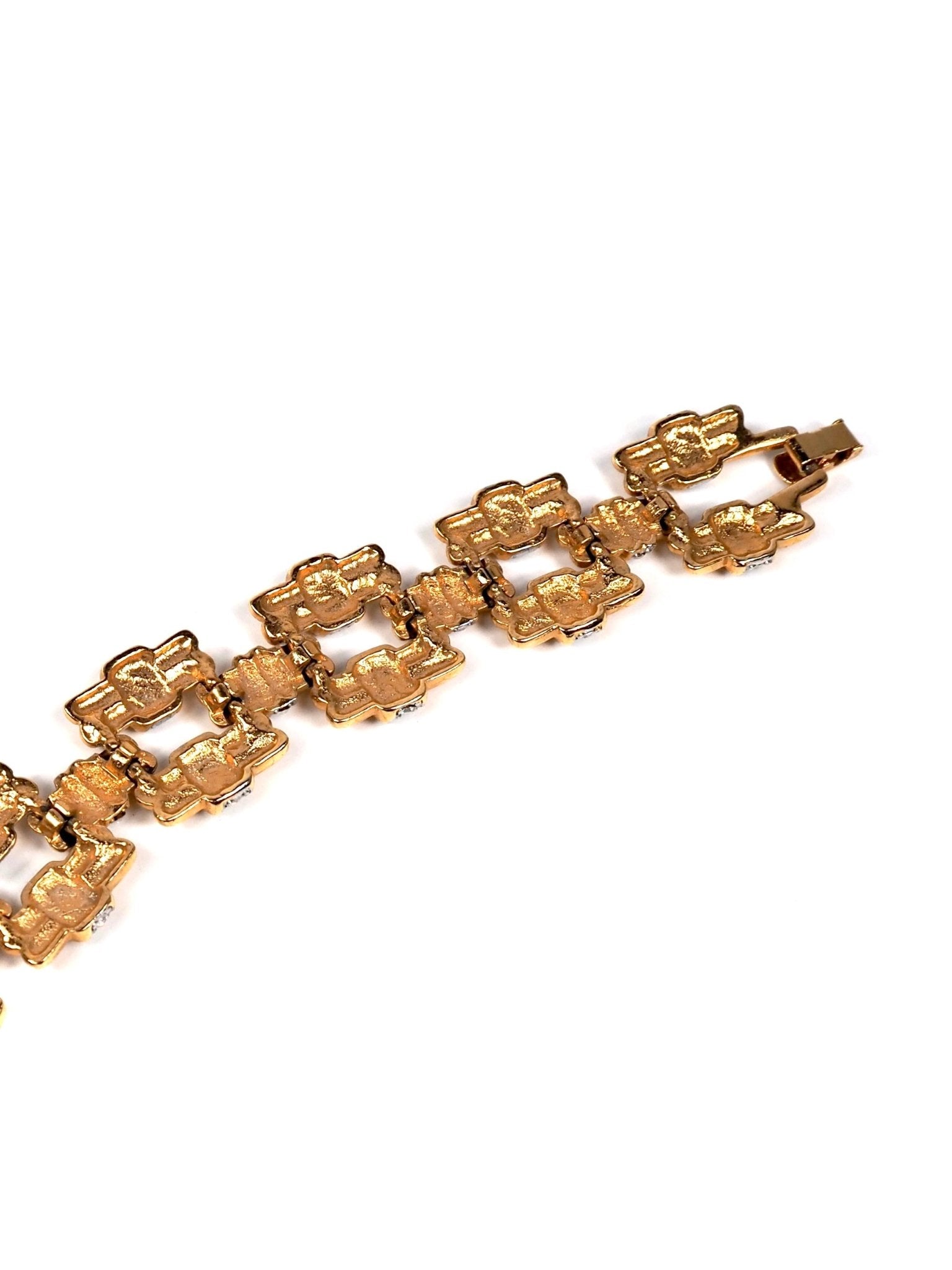 Mid Century Gold Square Jeweled Bracelet - Georgie's NYC - Bracelets