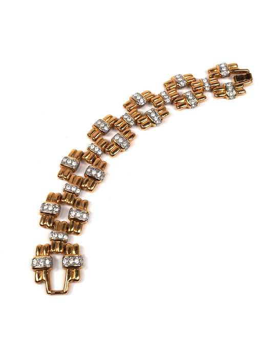 Mid Century Gold Square Jeweled Bracelet - Georgie's NYC - Bracelets