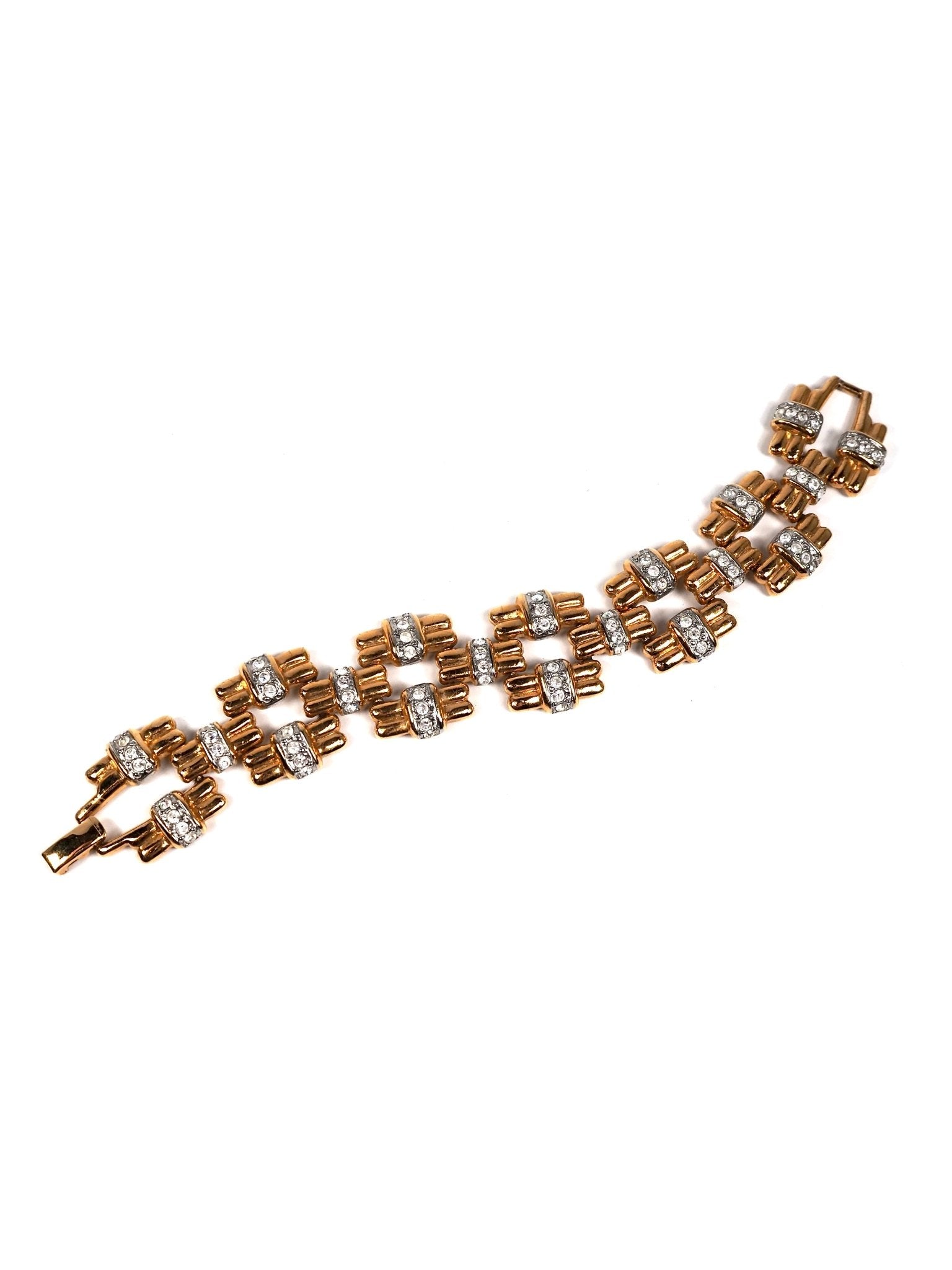 Mid Century Gold Square Jeweled Bracelet - Georgie's NYC - Bracelets