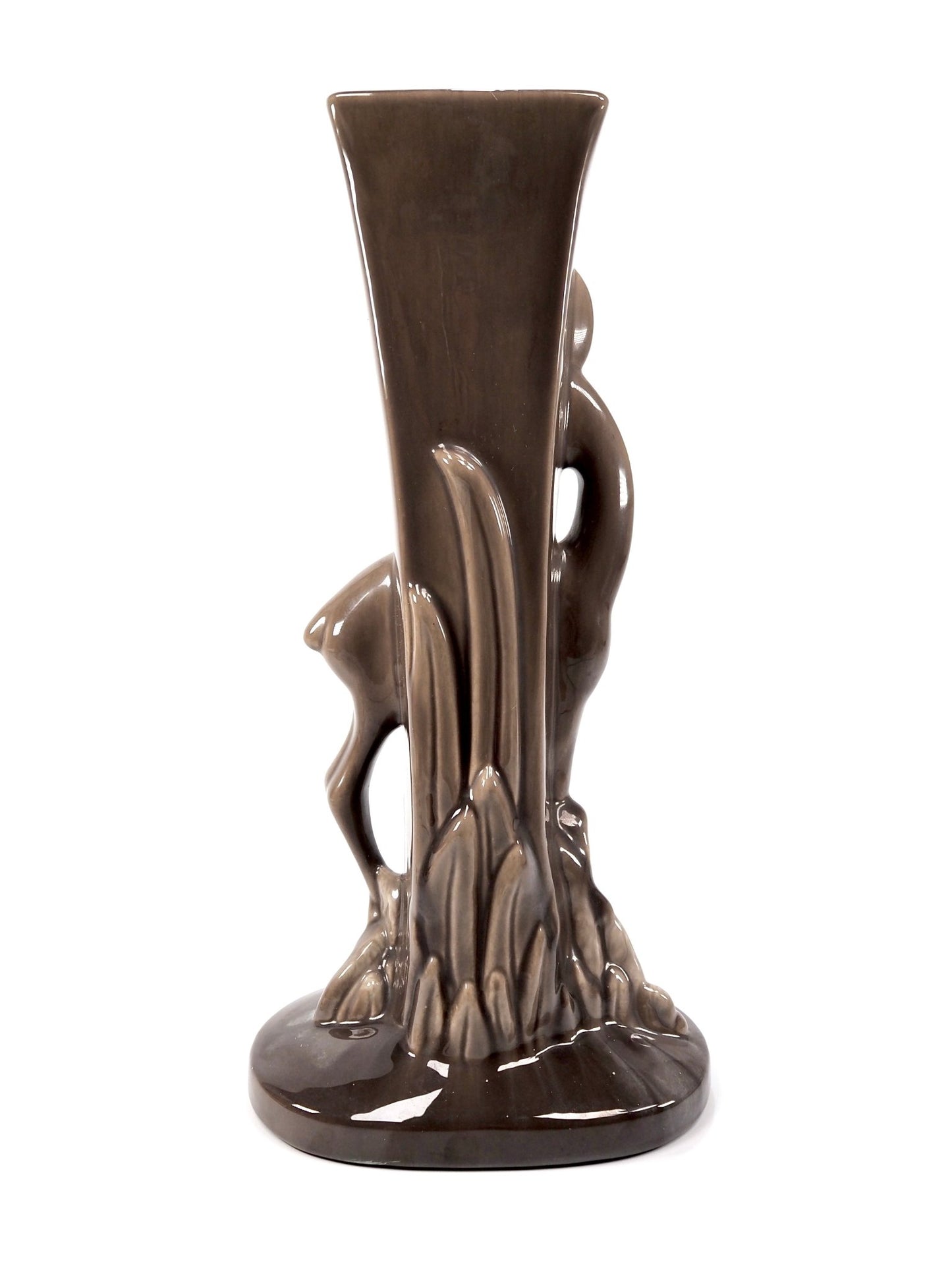 Mid Century Royal Haeger Taupe Grey Gazelle Glazed Ceramic Vase - Georgie's NYC - Vases