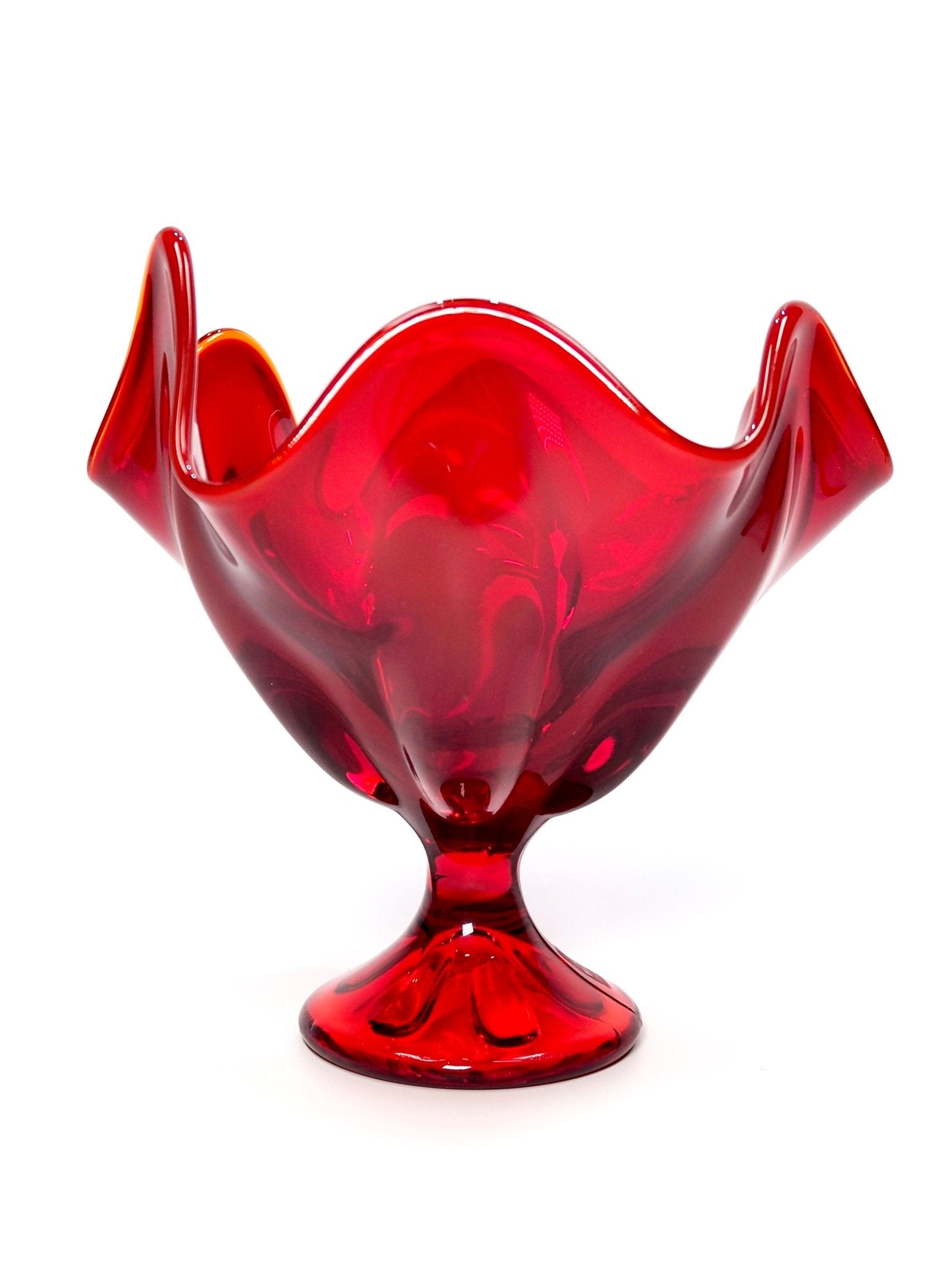 Mid Century Viking Glass Sculptural Pedestal Bowl - Georgie's NYC - Decorative Objects