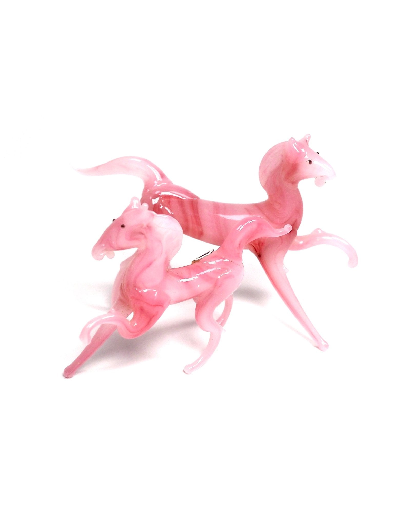 Miniature Pink Slag Glass Horse Figurines - Georgie's NYC - Decor